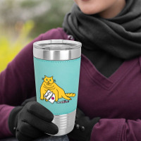 Small Cat Writes Nasty Woman Sign Kamala Leatherette Tumbler | Artistshot