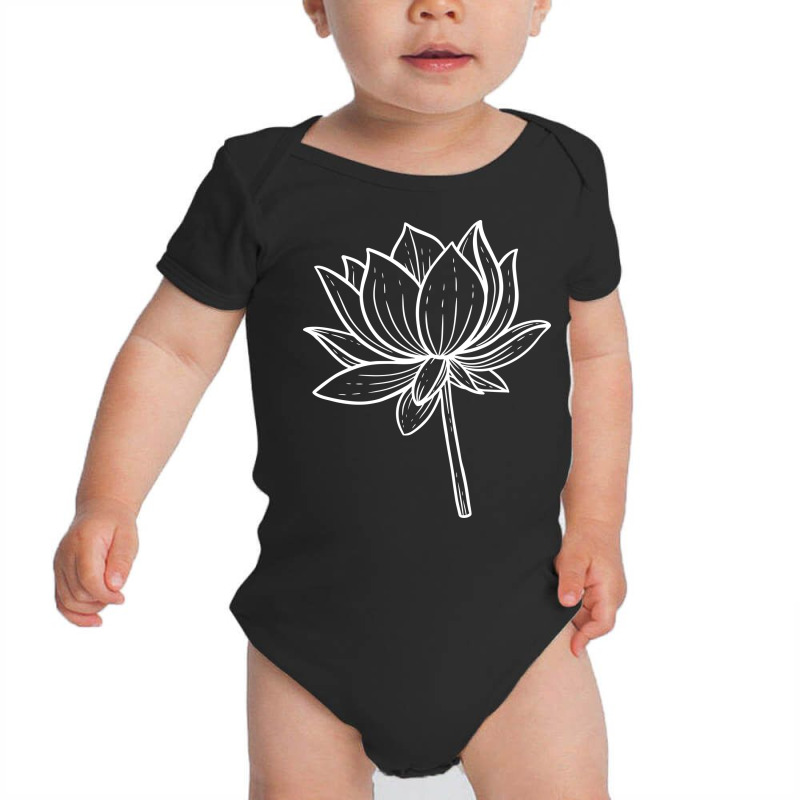 Lotus White Line Art Baby Bodysuit | Artistshot