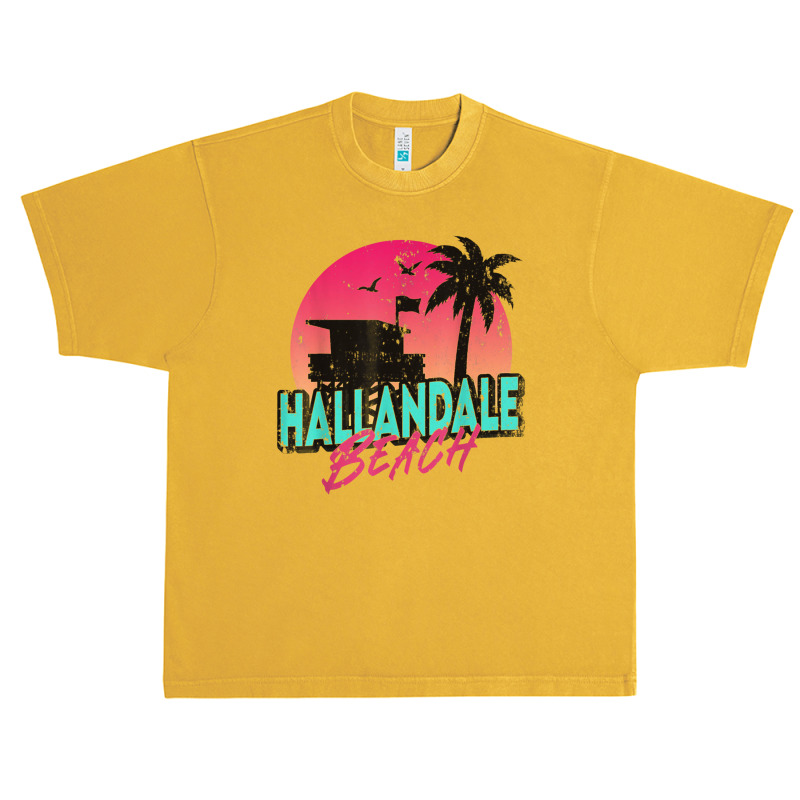 Vintage Hallandale Beach Florida Palm Trees Fl Distressed Urban Heavy T-shirt by zuzumanin | Artistshot