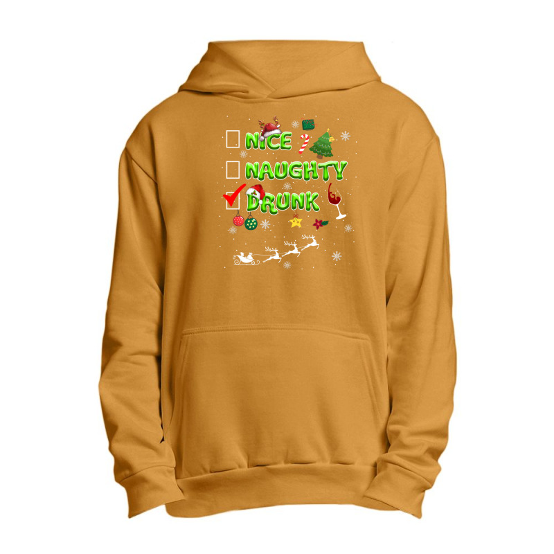 Nice Naughty Drunk Check Funny Christmas Cute Gifts Urban Pullover Hoodie | Artistshot