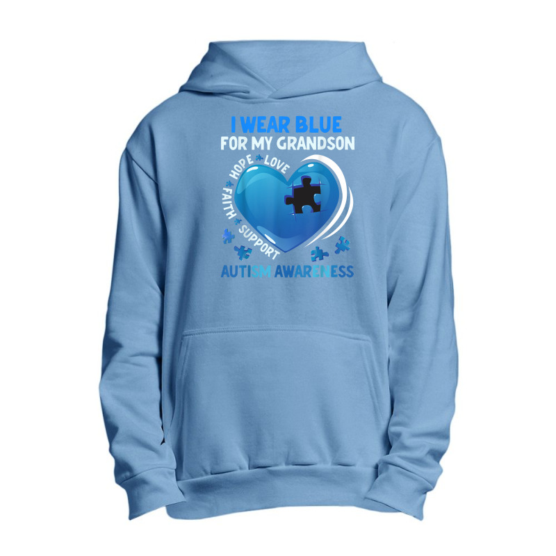 Grandma Grandpa I Wear Blue For My Grandson Autism Awareness Urban Pullover Hoodie | Artistshot