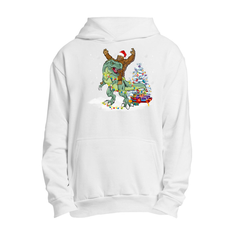 Bigfoot Sasquatch Riding Dinosaur T Rex Christmas Urban Pullover Hoodie | Artistshot