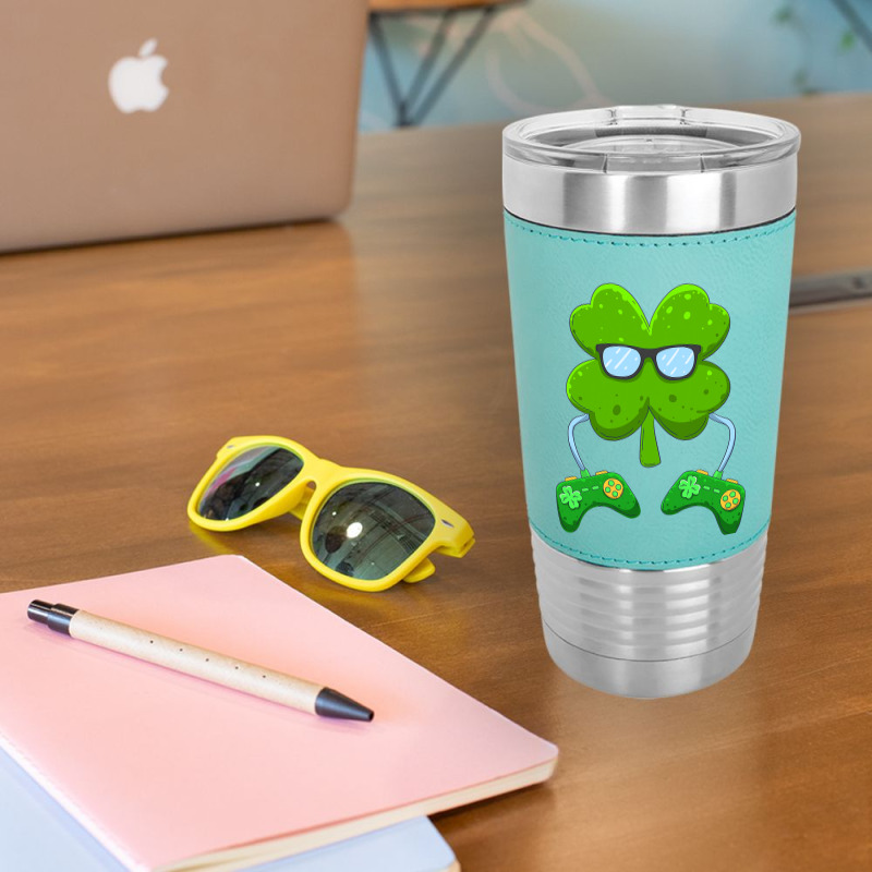 Irish Gamer Controller Shamrock Boys Men St Patricks Day T Shirt Leatherette Tumbler by tea.fashion | Artistshot