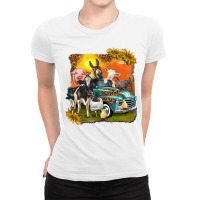 Farm Truck With Farm Animals Ladies Fitted T-shirt | Artistshot