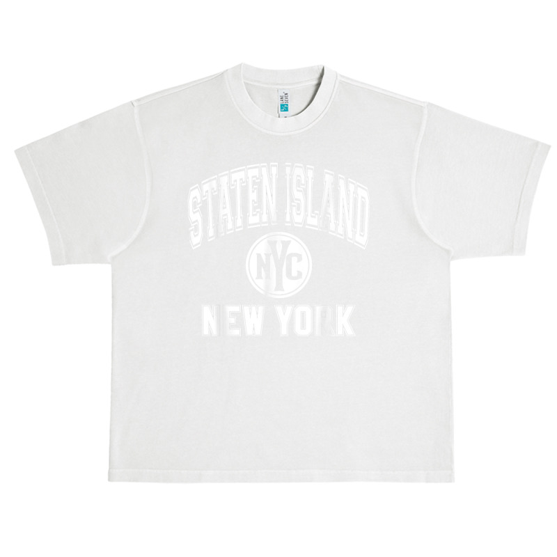 Staten Island New York Nyc Varsity Style Pink W White Print T Shirt Urban Heavy T-shirt by MoczoTenleigh | Artistshot