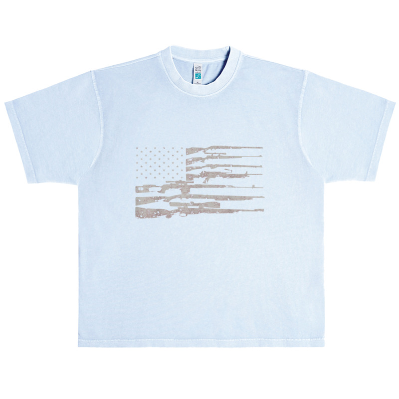 Big American Flag With Machine Guns 2a Flag Urban Heavy T-shirt | Artistshot