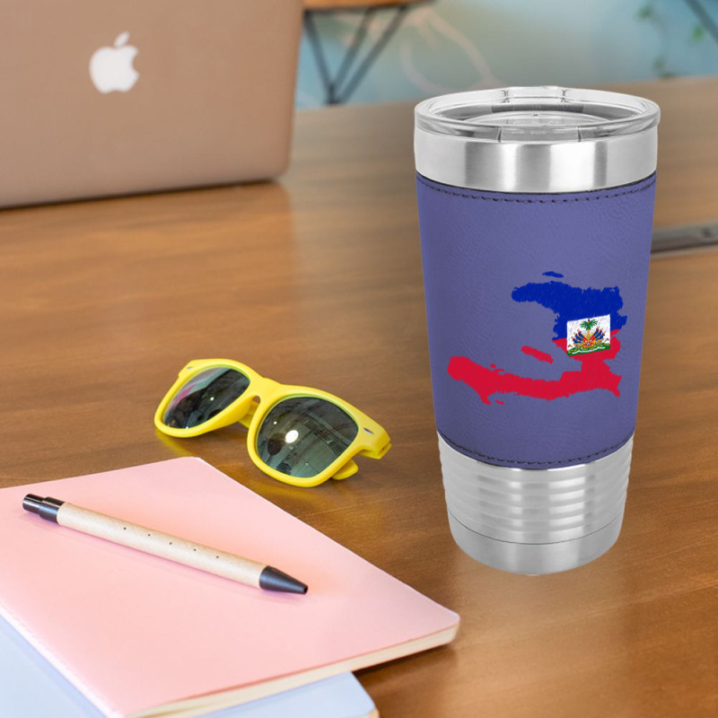 Haiti Map Flag Drawing Line Art Leatherette Tumbler | Artistshot