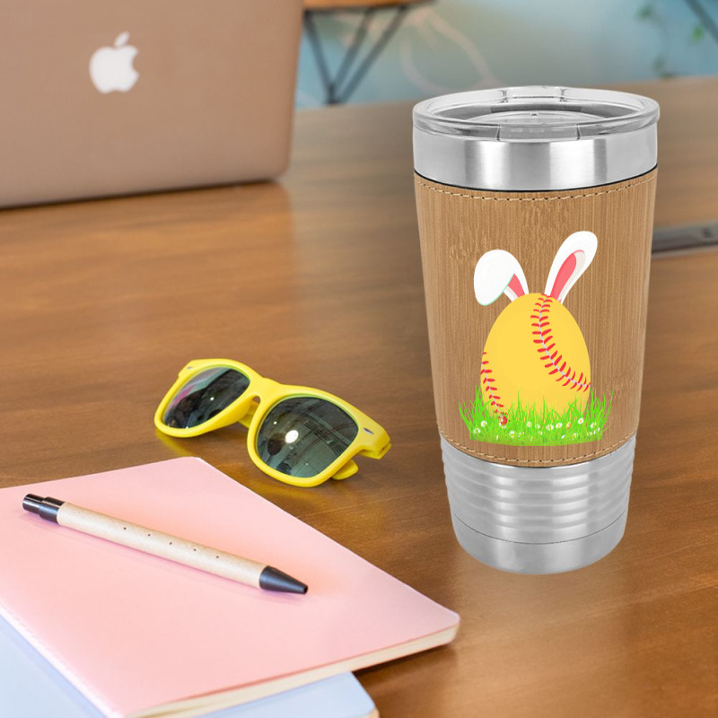 Easter Day T  Shirt Cute Easter Softball Bunny Ears Egg Bunny Lover Gi Leatherette Tumbler by dana9597 | Artistshot