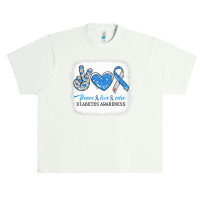 Diabetes Diabetic Bleached Peace Love Cure Diabetes T1d Awareness Surv Urban Heavy T-shirt | Artistshot