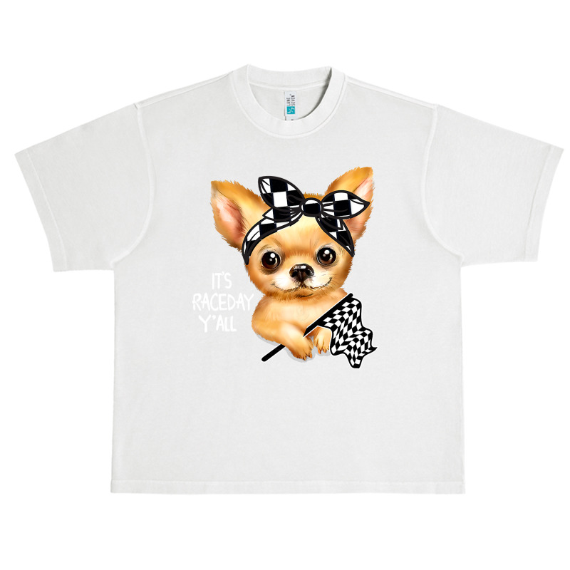 Chihuahua Dog Dirt Track Racing Checkered Race Flag Chihuahua Puppy 50 Urban Heavy T-shirt by circularflap | Artistshot