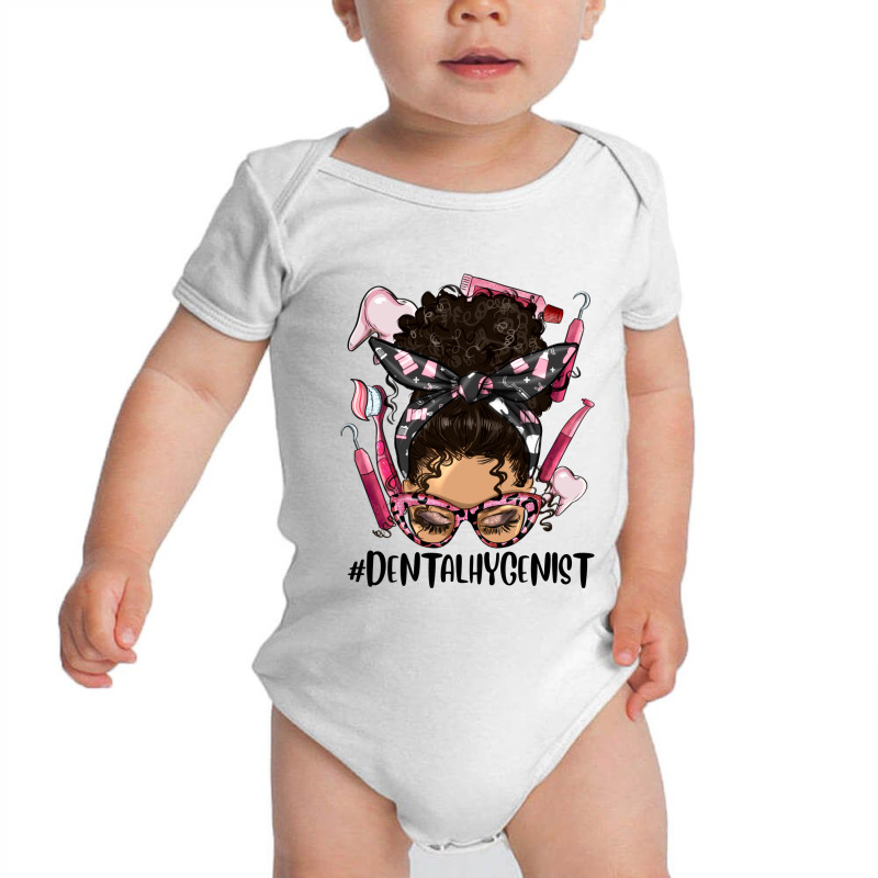 Afro Messy Latina Bun Dark Brown Hair Dental Hygie Baby Bodysuit by HRA Design Shop | Artistshot