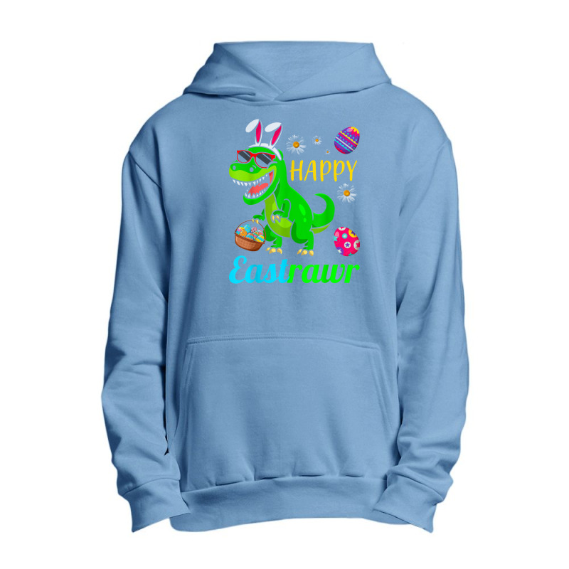 Happy Eastrawr Dinosaur With Bunny Ears And Eggs Basket Urban Pullover Hoodie by asilamiraty | Artistshot