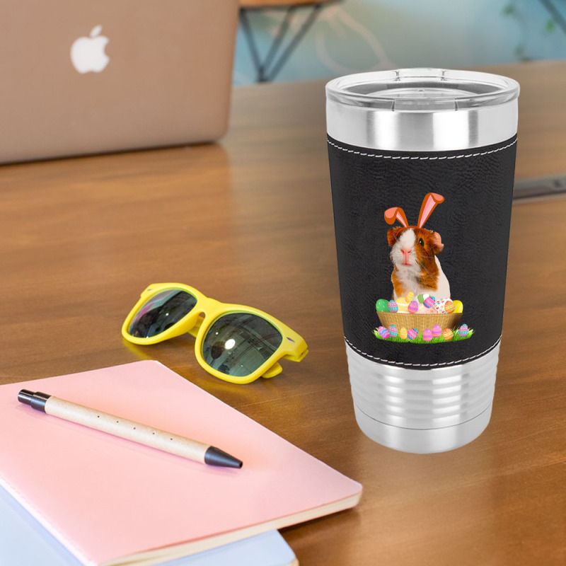 Funny Guinea Pig With Cute Bunny Ears Easter Day Eggs Basket Leatherette Tumbler | Artistshot