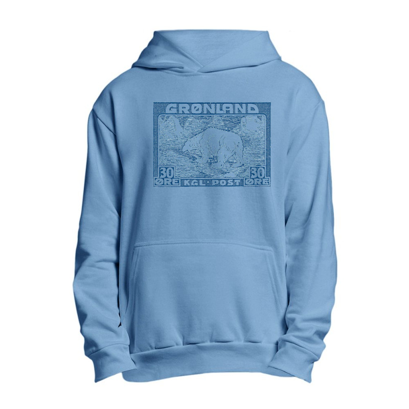 Vintage Greenland Polar Bear Postage Stamp Design Urban Pullover Hoodie | Artistshot