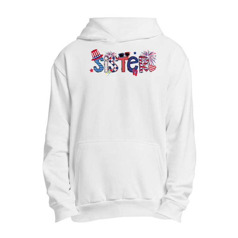 America Sister Flip Flops And Fireworks Sister 4th Of July T Shirt Urban Pullover Hoodie | Artistshot