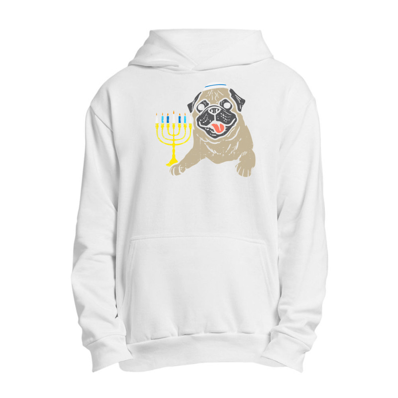 Pug Lover Dog Jewish Pug Dog Menorah Hanukkah Pajamas Chanukah Pjs 6 P Urban Pullover Hoodie | Artistshot