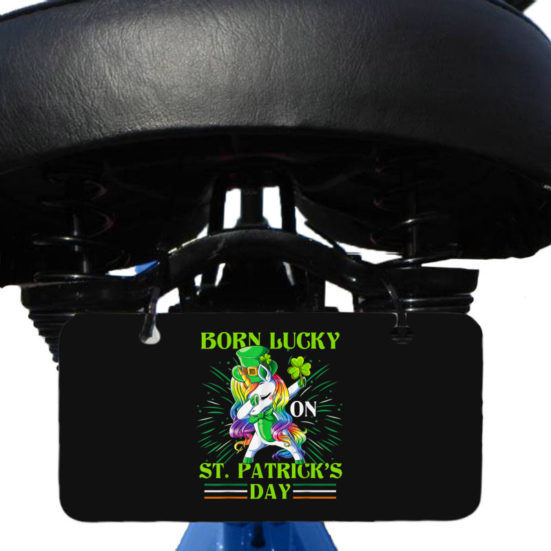 Born Lucky On St Patricks Day Girl St Patrick's Day Unicorn Bicycle License Plate | Artistshot