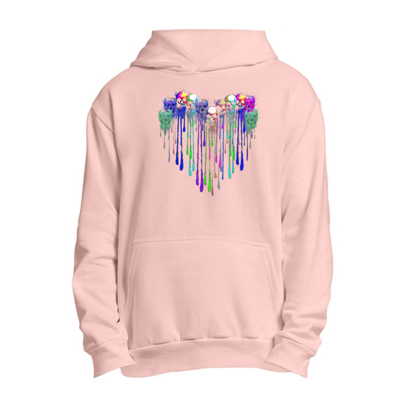 Colorful Heart Skull Dripping Urban Pullover Hoodie | Artistshot