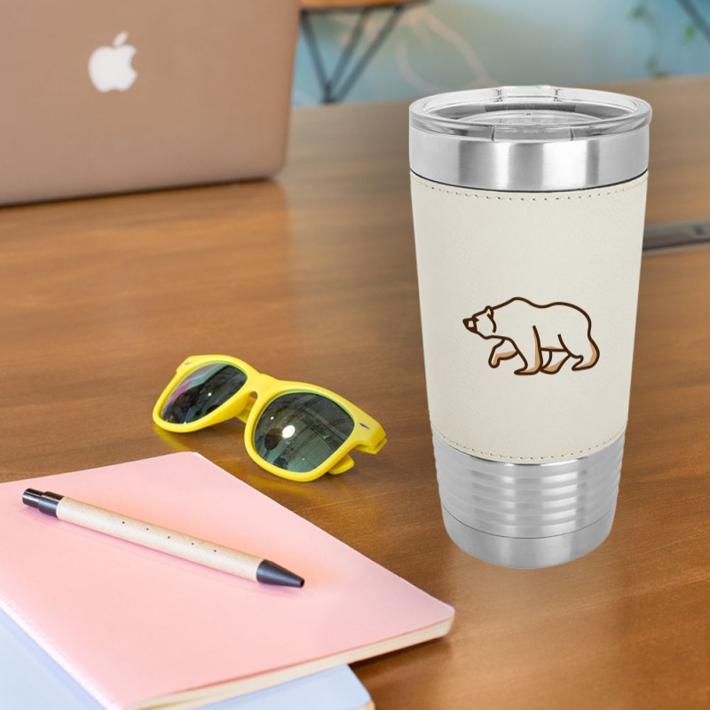 Simple Line Art Grizzly Bear Illustration Leatherette Tumbler | Artistshot