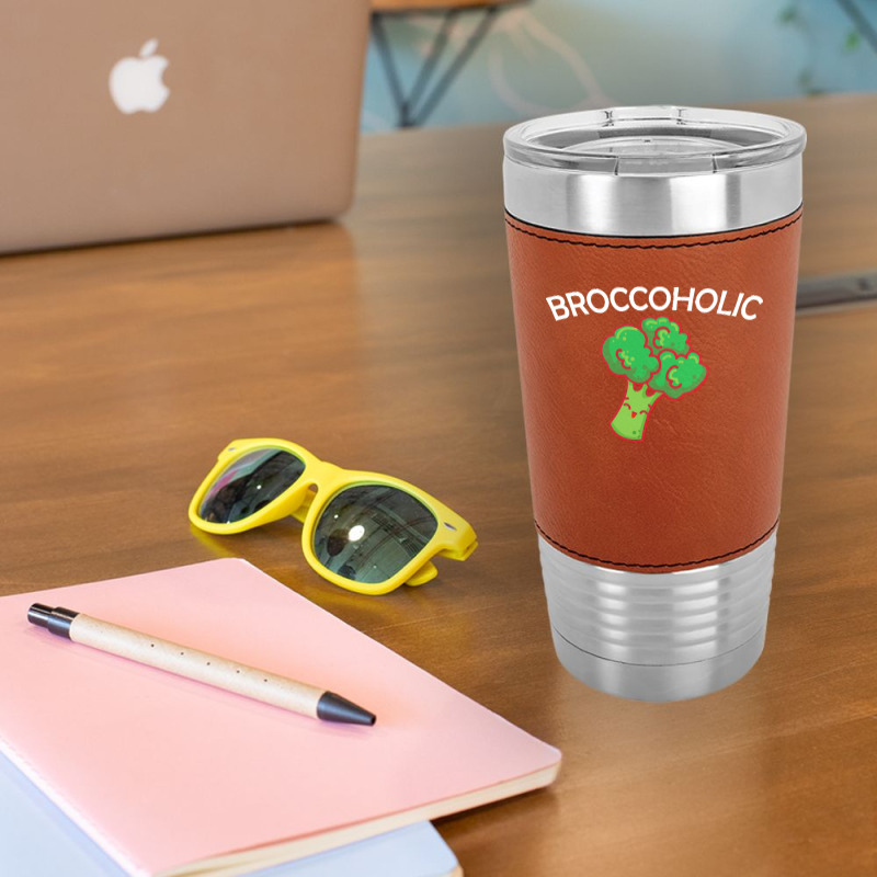 Vegan T  Shirt Broccoholic Gift Plants Vegan Saying T  Shirt Leatherette Tumbler | Artistshot