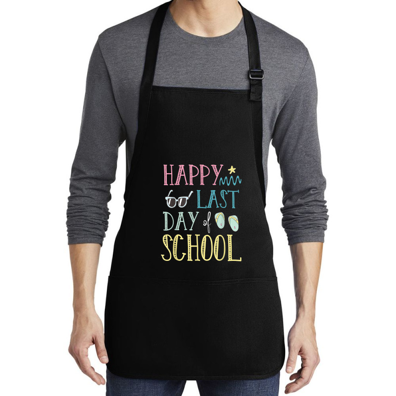 Happy Last Day Of School Flip Flops Glasses Summer Teacher Medium-length Apron | Artistshot