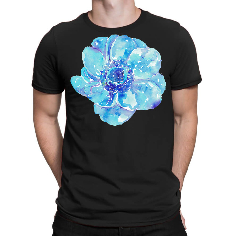 Blue Anemone Flower Painting Red Green Flower Red Green Abstract Water T-Shirt by regulateswitch | Artistshot