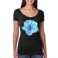 Blue Anemone Flower Painting Red Green Flower Red Green Abstract Water Women's Triblend Scoop T-shirt | Artistshot