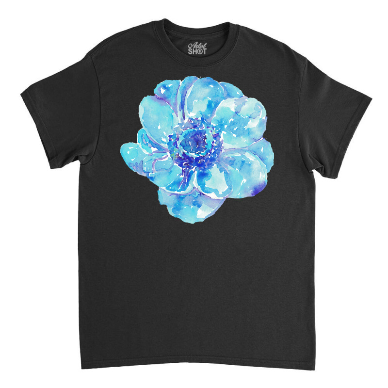 Blue Anemone Flower Painting Red Green Flower Red Green Abstract Water Classic T-shirt by regulateswitch | Artistshot