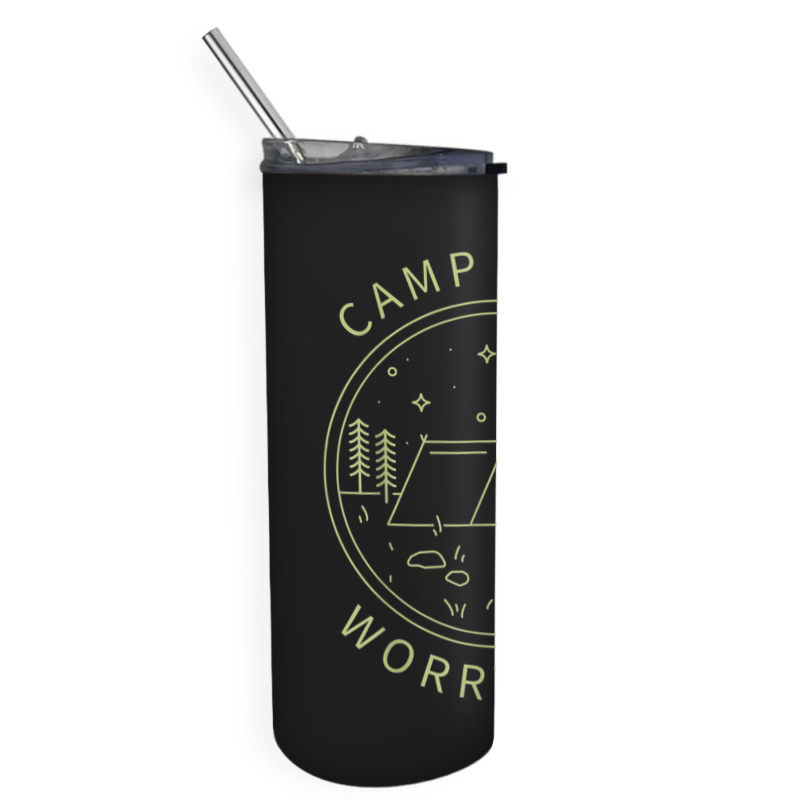 Camp More Worry Less Minimalist Camp Camping Camper Campfire Skinny Tumbler | Artistshot