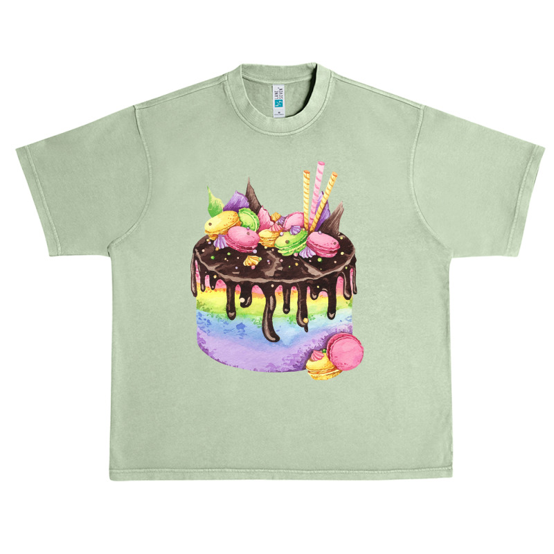 Whimsical Rainbow Birthday Cake T  Shirt Rainbow Chocolate Cake With M Urban Heavy T-shirt | Artistshot