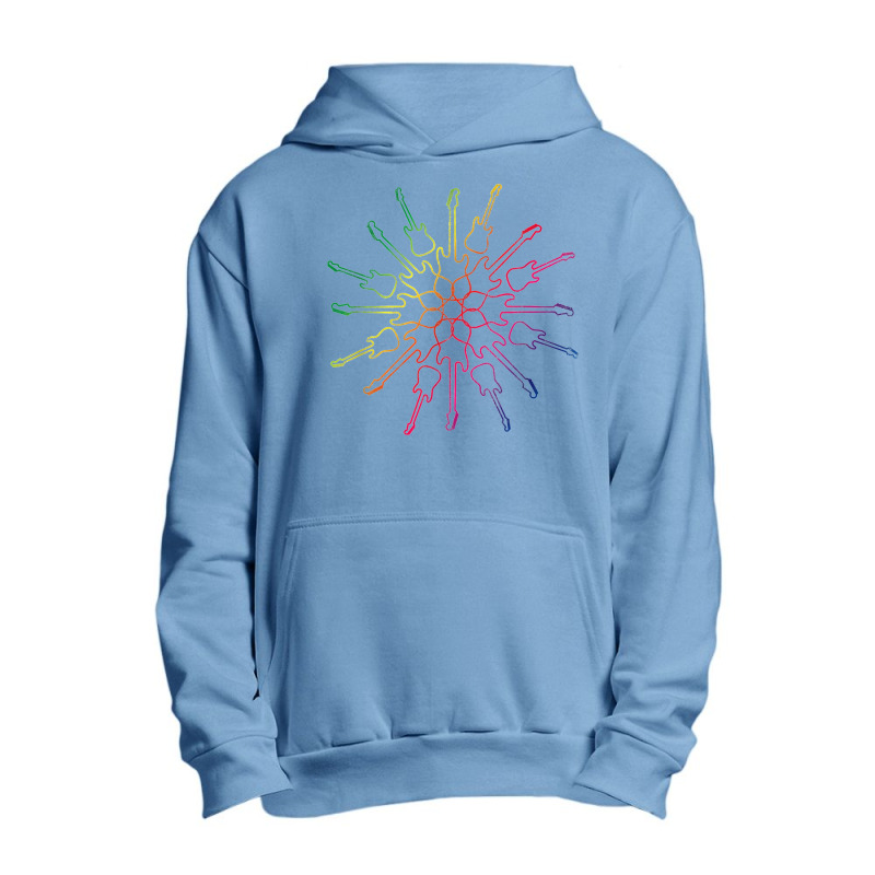 Colored Kaleidoscope Pattern Electric Guitar Gift Urban Pullover Hoodie by anneevans358 | Artistshot