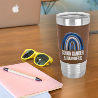 Colon Cancer Awareness Blue Ribbon And Rainbow Trending T Shirt Leatherette Tumbler | Artistshot