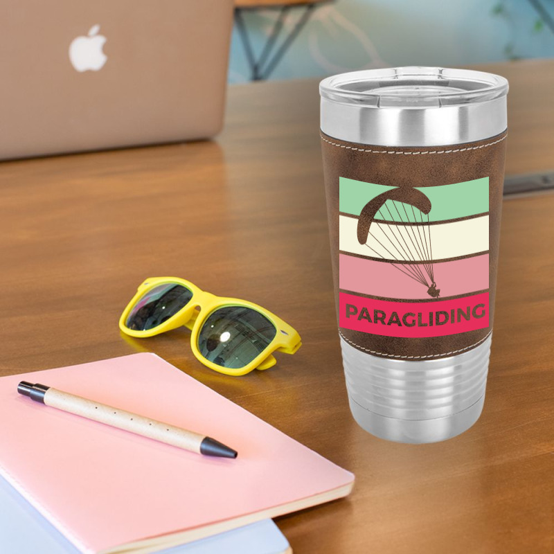 Paragliding Silhouette Sport Activity Vector Graphic Leatherette Tumbler | Artistshot