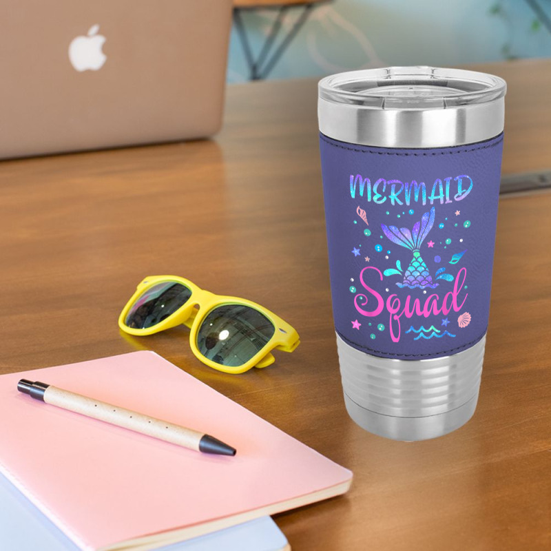 Mermaid Squad Of The Birthday Mermaid Tail Family Matching T Shirt Leatherette Tumbler | Artistshot