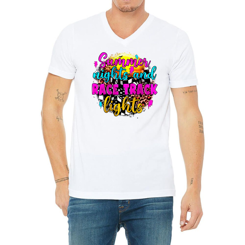 Summer Nights And Race Track Lights V-Neck Tee by JahusDesignShop | Artistshot