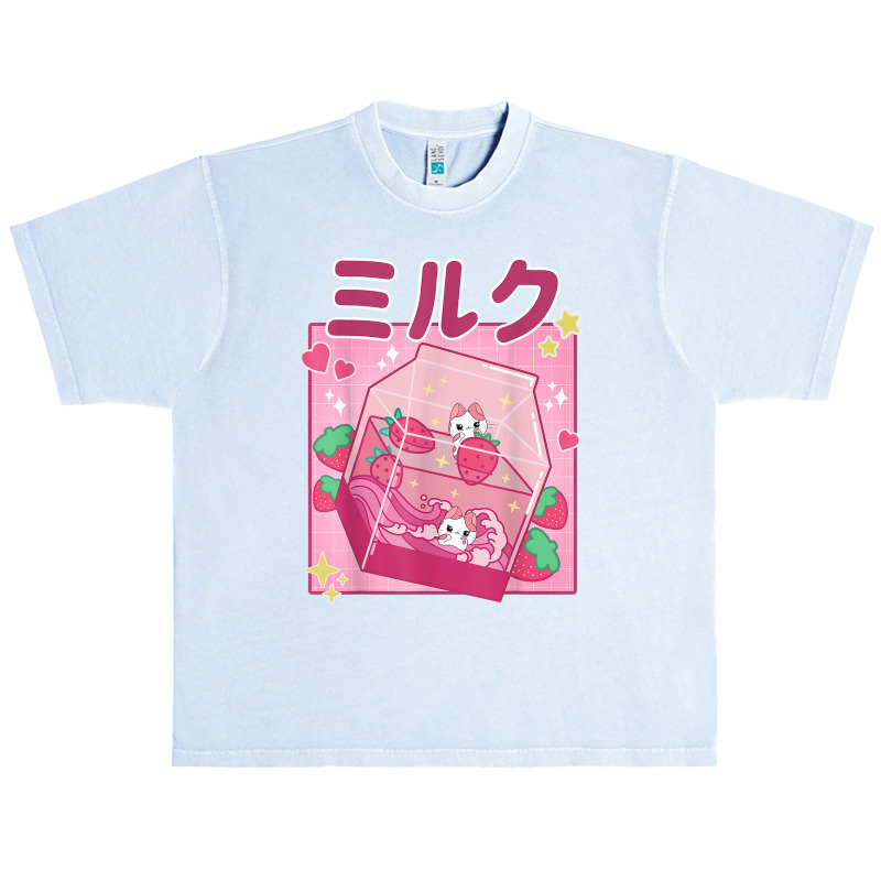 Funny Retro 90s Strawberry Milkshake Carton Kawaii Anime Cat T Shirt Urban Heavy T-shirt by kadrienstang | Artistshot