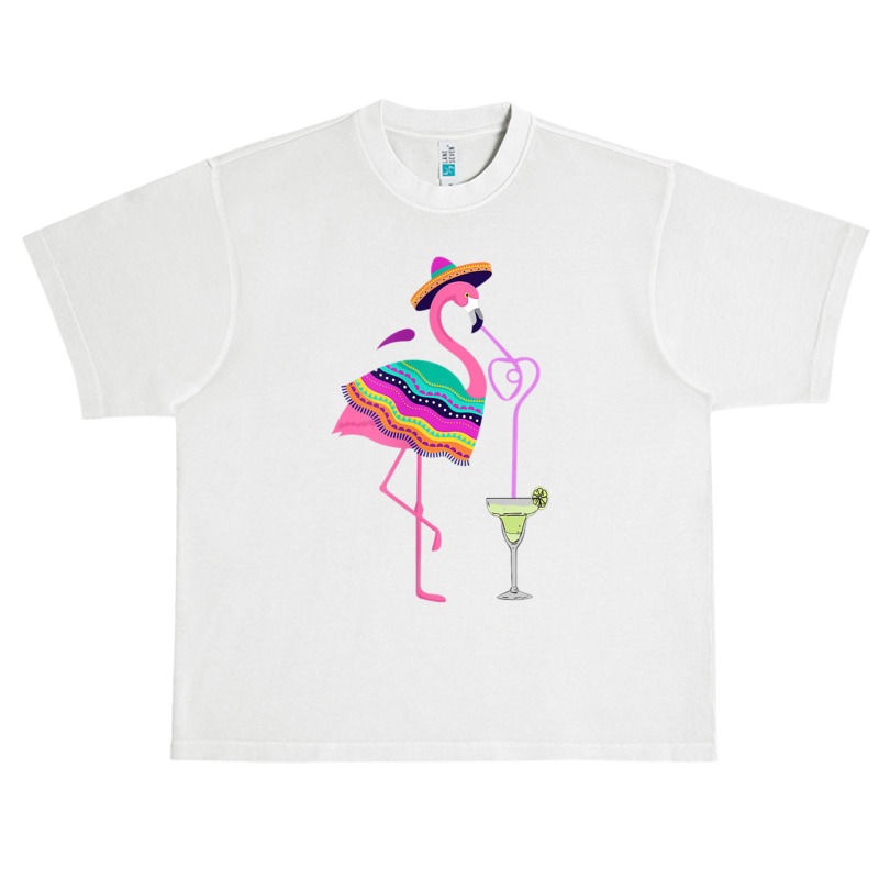 Flamingo Flamingo Drinking Margarita Mexican Poncho Cinco De Mayo 310 Urban Heavy T-shirt by criticizematter | Artistshot