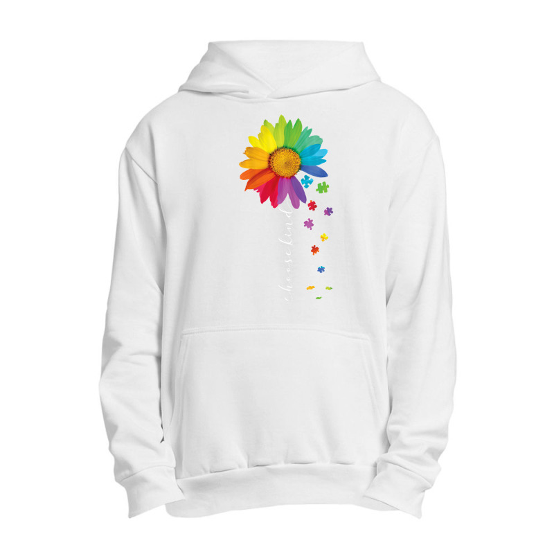 Womens Choose Kind Autism Awareness Rainbow Sunflower Warrior Gifts V Urban Pullover Hoodie | Artistshot