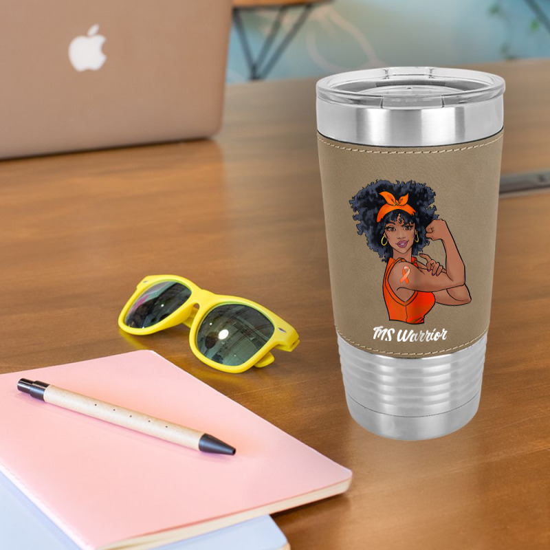 Womens Ms Warrior Fighter Support Multiple Sclerosis Awareness T Shirt Leatherette Tumbler | Artistshot