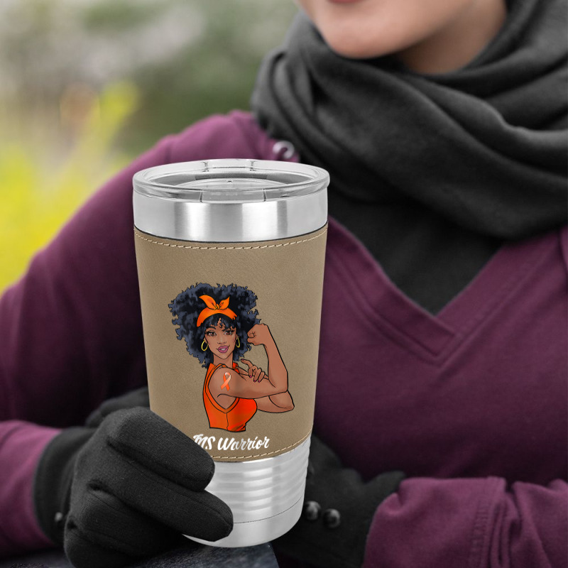 Womens Ms Warrior Fighter Support Multiple Sclerosis Awareness T Shirt Leatherette Tumbler | Artistshot