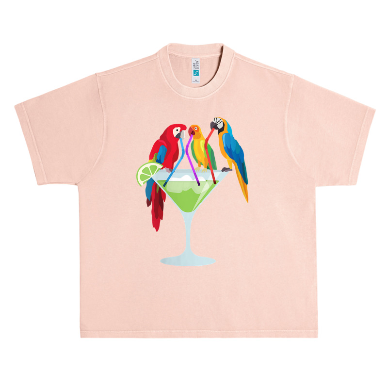 Womens Parrots Drinking Margarita Tropical Vacation Hawaiian Birds V N Urban Heavy T-shirt by mikidicosmo | Artistshot