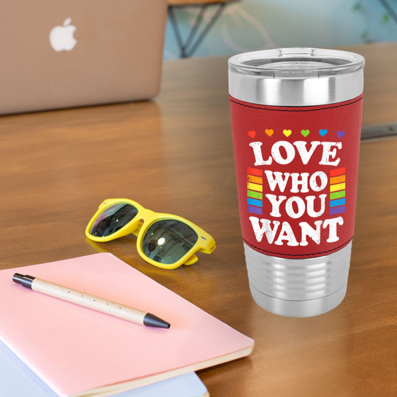 Love Who You Want Rainbow Lgbtq Heart Price Proud Rainbow T Shirt Leatherette Tumbler | Artistshot