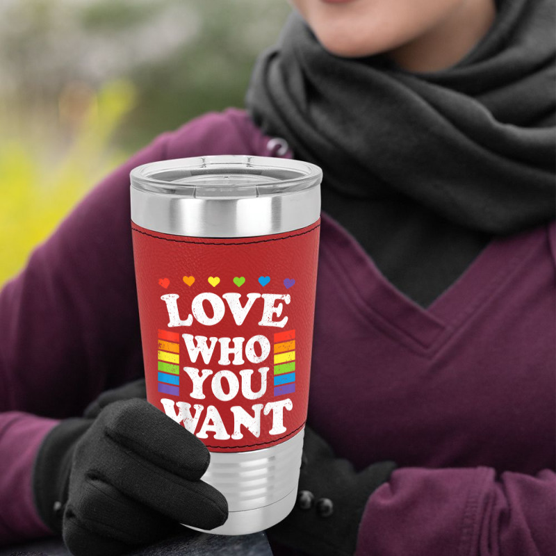 Love Who You Want Rainbow Lgbtq Heart Price Proud Rainbow T Shirt Leatherette Tumbler | Artistshot