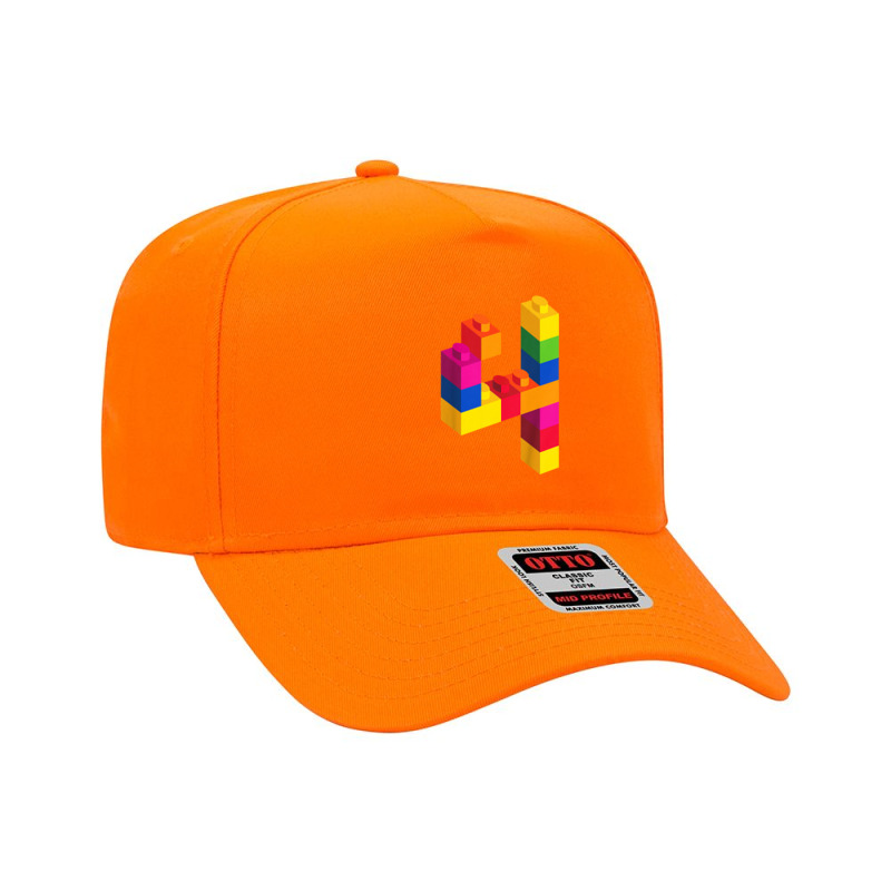 Kids 4 Year Old Building Blocks Birthday Bricks 4th Gift Adjustable Baseball Cap by pancingiwak | Artistshot