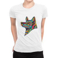 Ancient Ethnic Aztec Wolf Mask Symbol Civilization Gift Ladies Fitted T-shirt | Artistshot