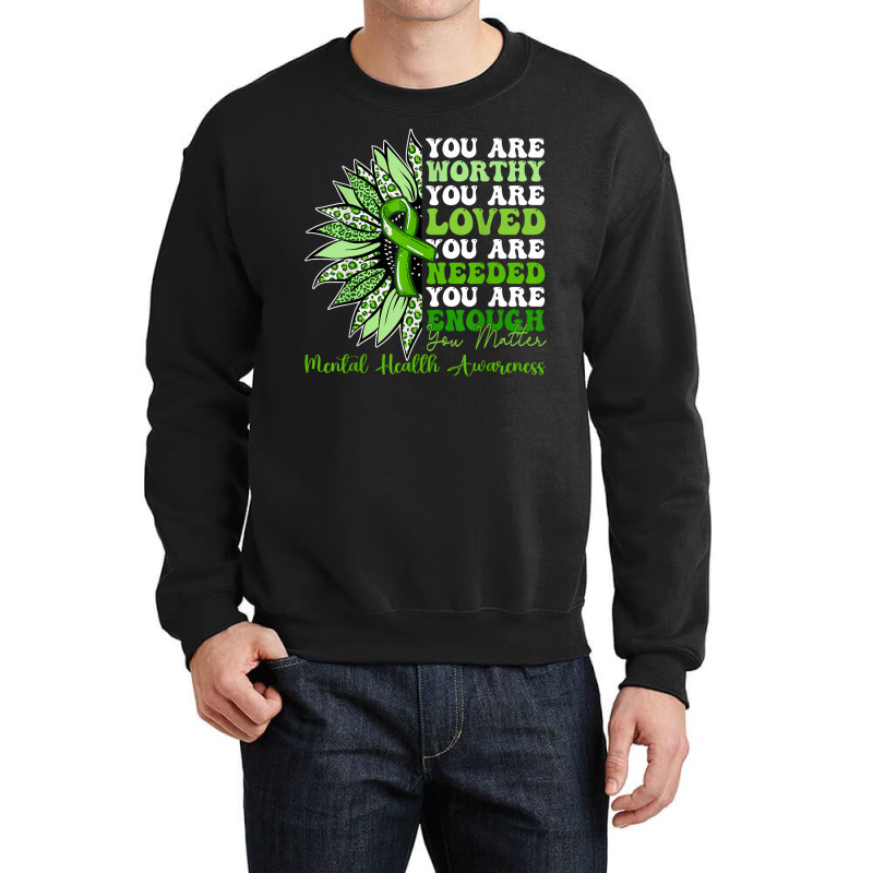 Motivational Support Warrior Mental Health Awarene Crewneck Sweatshirt by MASSALLO | Artistshot