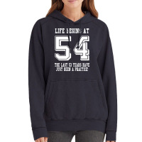 54th Birthday Life Begins At 54 White Vintage Hoodie | Artistshot