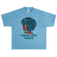 Black Woman Afro African Ovarian Cancer Warrior Teal Gifts T Shirt Urban Heavy T-shirt | Artistshot