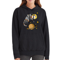 Cat Astronaut Cartoon Vintage Hoodie | Artistshot