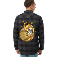 Astronaut Cat Playing With Planet Flannel Shirt | Artistshot